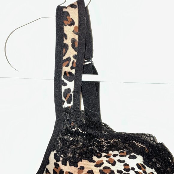 NEW Cacique 38DD Lightly Lined Lace trim balconette Bra, leopard print - Picture 5 of 9